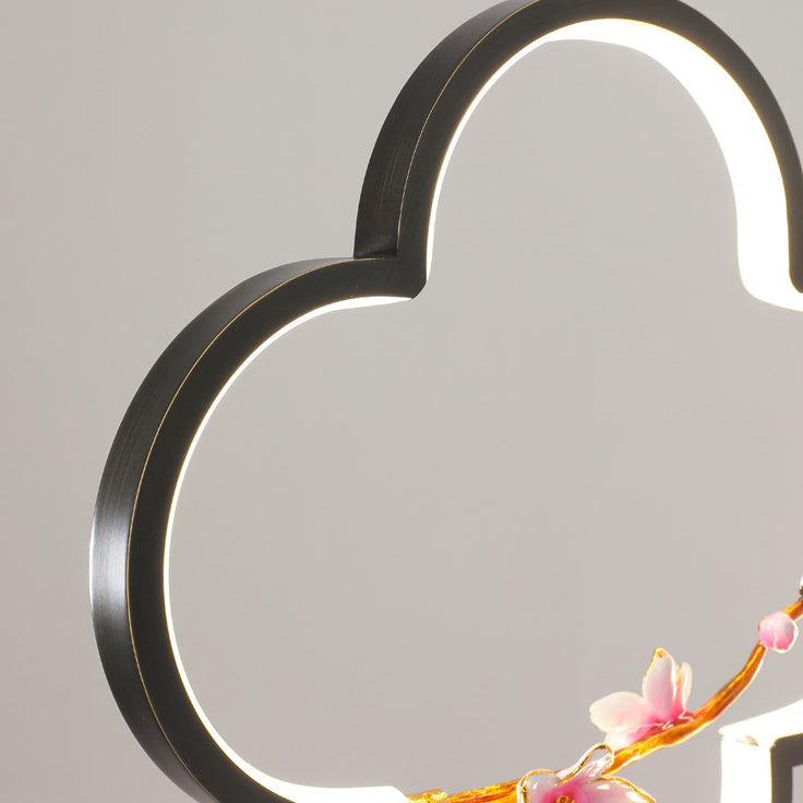Traditional Chinese Four Leaf Clover Cylindrical Peach Blossom Zinc Alloy Copper LED Pendant Light For Bedroom