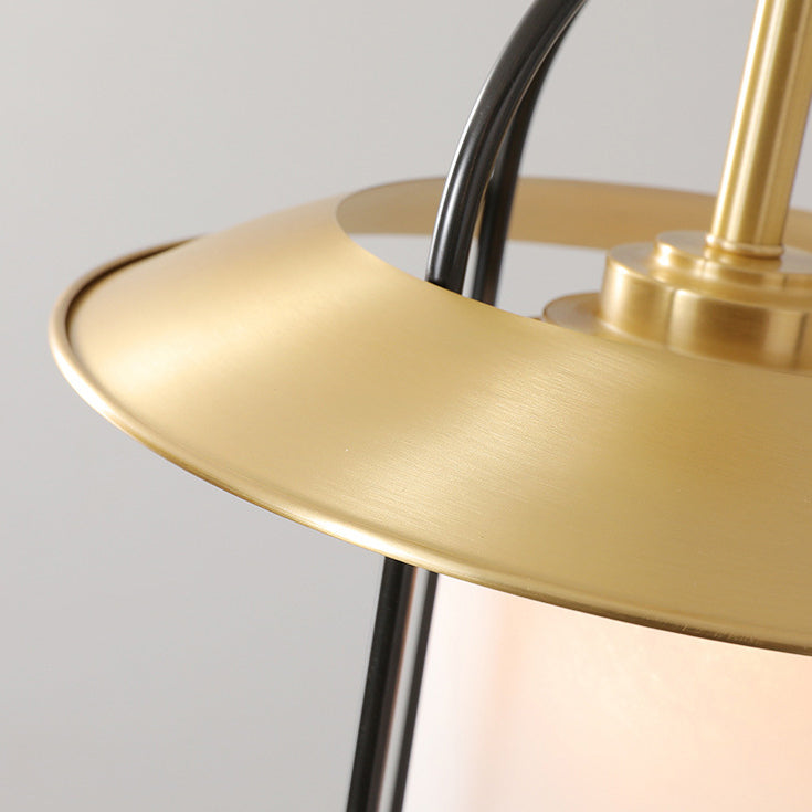 Traditional Chinese Cylindrical Copper Glass 1 - Light Pendant Light For Living Room