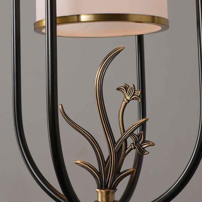 Traditional Chinese Cylindrical Copper Glass 1 - Light Pendant Light For Living Room