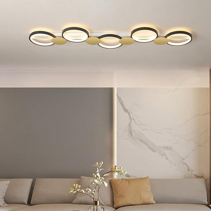 Contemporary Scandinavian Round Ring Iron Acrylic LED Semi-Flush Mount Ceiling Light For Living Room