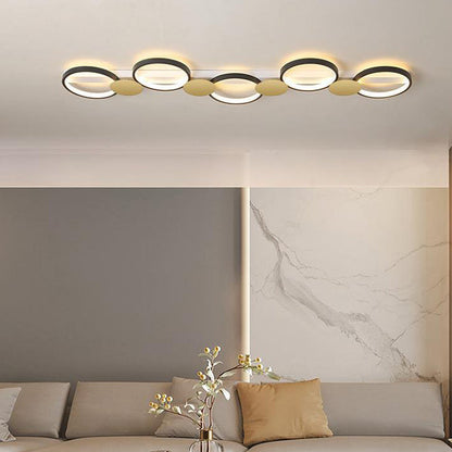 Contemporary Scandinavian Round Ring Iron Acrylic LED Semi-Flush Mount Ceiling Light For Living Room