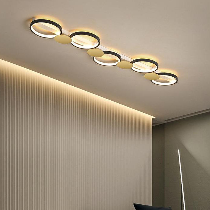 Contemporary Scandinavian Round Ring Iron Acrylic LED Semi-Flush Mount Ceiling Light For Living Room