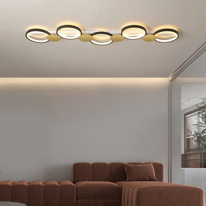 Contemporary Scandinavian Round Ring Iron Acrylic LED Semi-Flush Mount Ceiling Light For Living Room