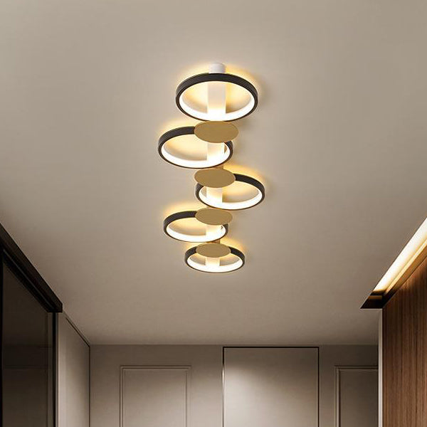 Contemporary Scandinavian Round Ring Iron Acrylic LED Semi-Flush Mount Ceiling Light For Living Room