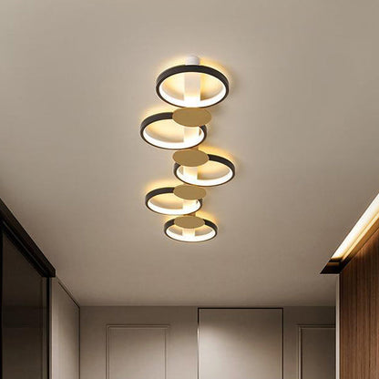 Contemporary Scandinavian Round Ring Iron Acrylic LED Semi-Flush Mount Ceiling Light For Living Room