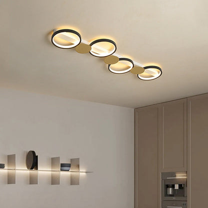Contemporary Scandinavian Round Ring Iron Acrylic LED Semi-Flush Mount Ceiling Light For Living Room