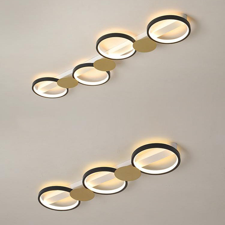 Contemporary Scandinavian Round Ring Iron Acrylic LED Semi-Flush Mount Ceiling Light For Living Room
