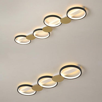 Contemporary Scandinavian Round Ring Iron Acrylic LED Semi-Flush Mount Ceiling Light For Living Room