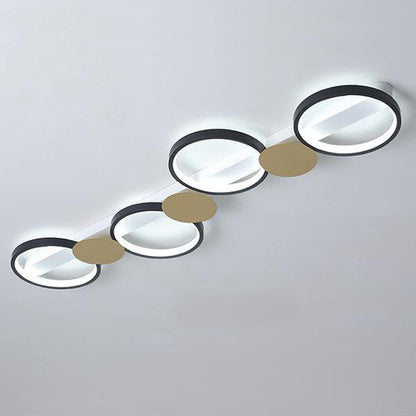 Contemporary Scandinavian Round Ring Iron Acrylic LED Semi-Flush Mount Ceiling Light For Living Room