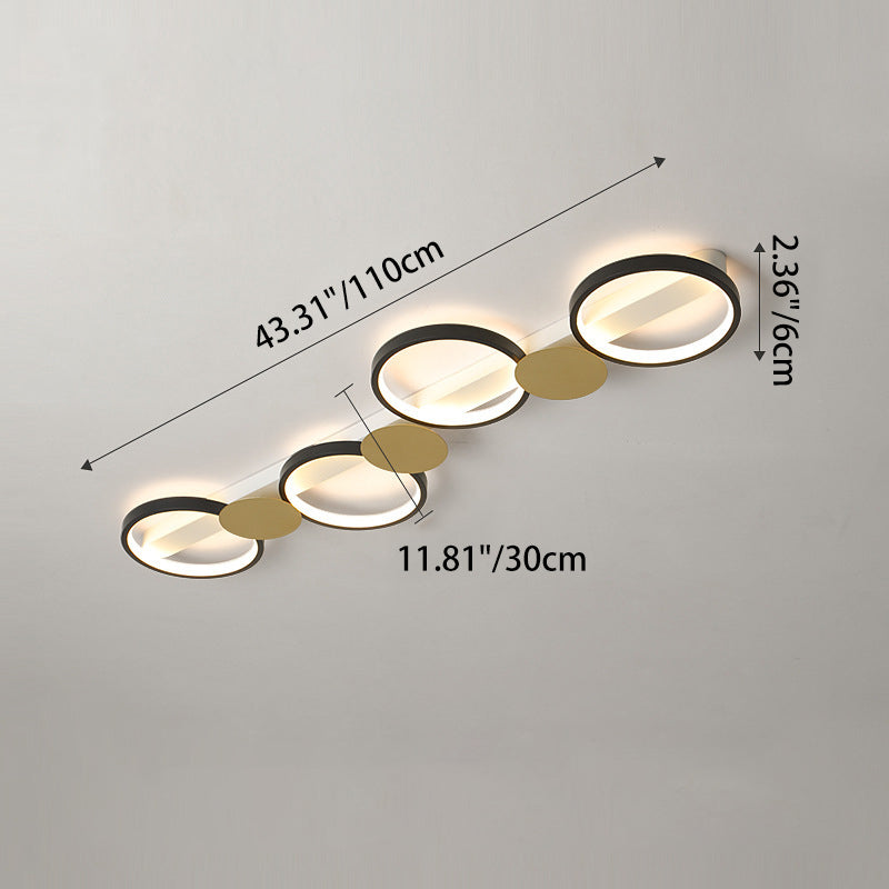 Contemporary Scandinavian Round Ring Iron Acrylic LED Semi-Flush Mount Ceiling Light For Living Room