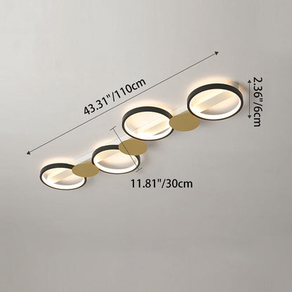 Contemporary Scandinavian Round Ring Iron Acrylic LED Semi-Flush Mount Ceiling Light For Living Room