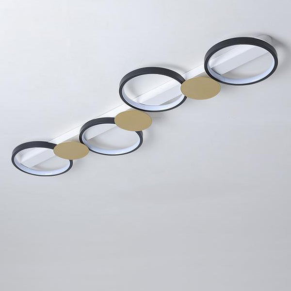 Contemporary Scandinavian Round Ring Iron Acrylic LED Semi-Flush Mount Ceiling Light For Living Room