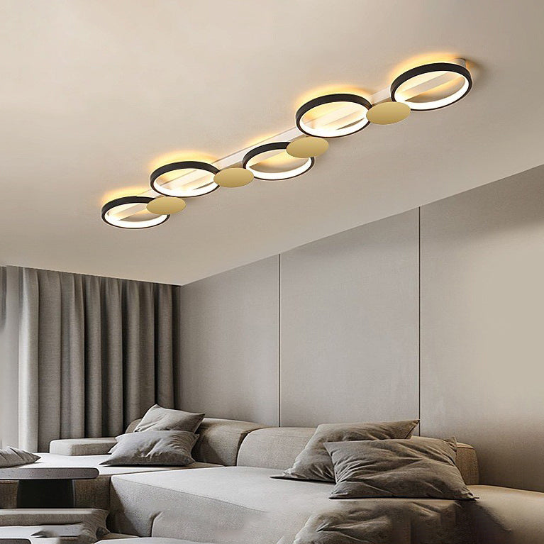 Contemporary Scandinavian Round Ring Iron Acrylic LED Semi-Flush Mount Ceiling Light For Living Room