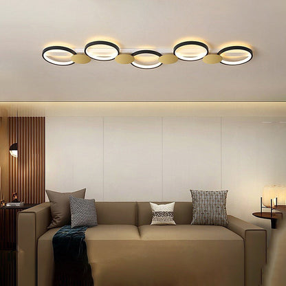 Contemporary Scandinavian Round Ring Iron Acrylic LED Semi-Flush Mount Ceiling Light For Living Room