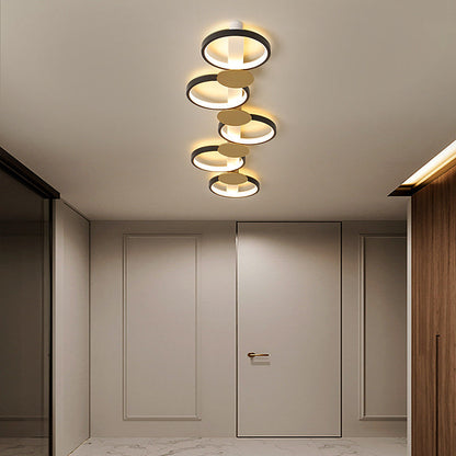 Contemporary Scandinavian Round Ring Iron Acrylic LED Semi-Flush Mount Ceiling Light For Living Room