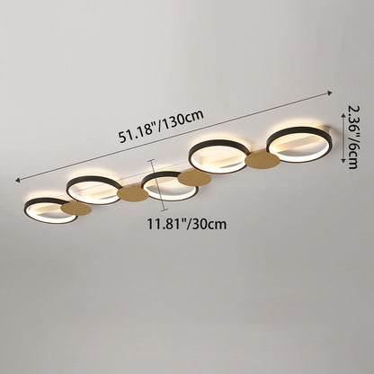 Contemporary Scandinavian Round Ring Iron Acrylic LED Semi-Flush Mount Ceiling Light For Living Room