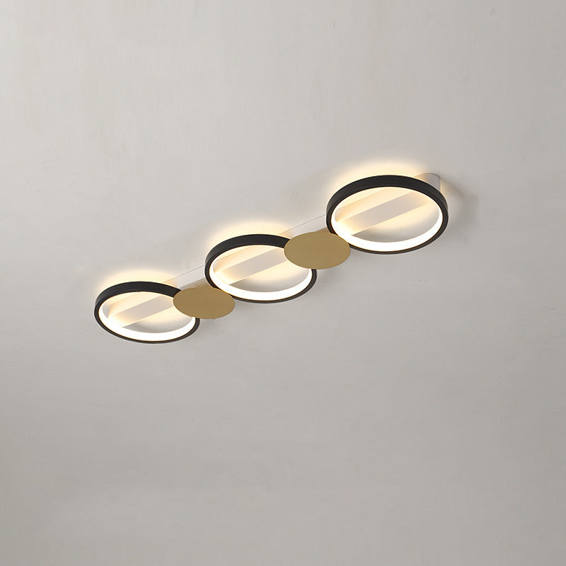 Contemporary Scandinavian Round Ring Iron Acrylic LED Semi-Flush Mount Ceiling Light For Living Room