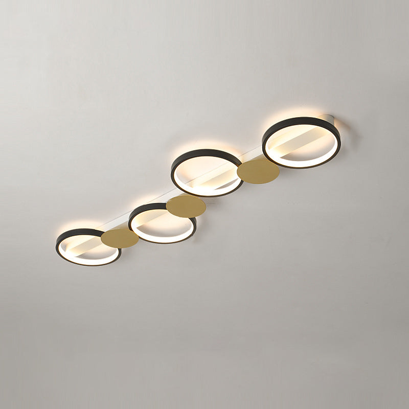 Contemporary Scandinavian Round Ring Iron Acrylic LED Semi-Flush Mount Ceiling Light For Living Room