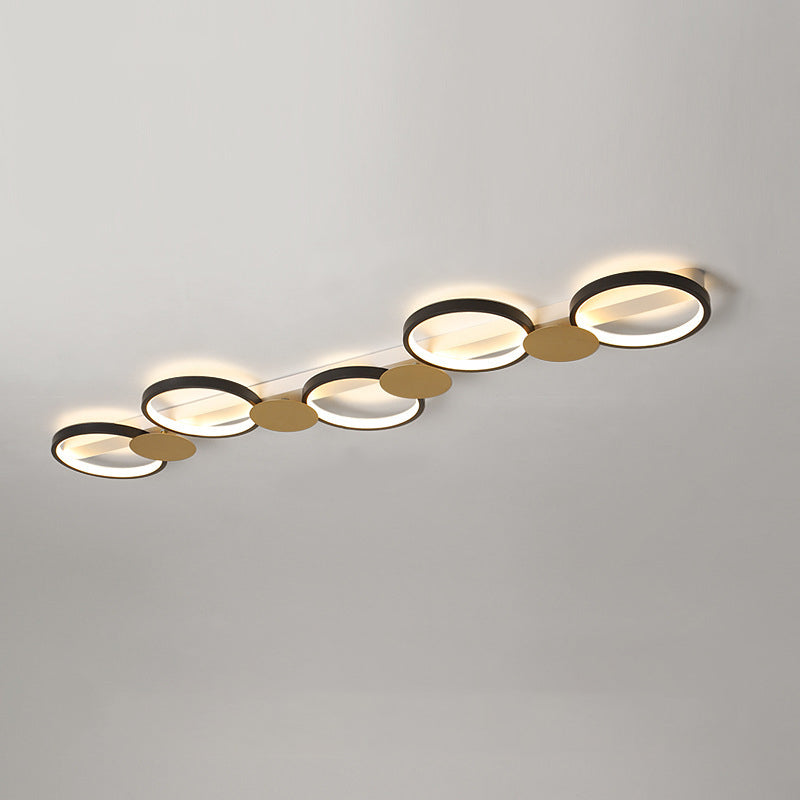 Contemporary Scandinavian Round Ring Iron Acrylic LED Semi-Flush Mount Ceiling Light For Living Room