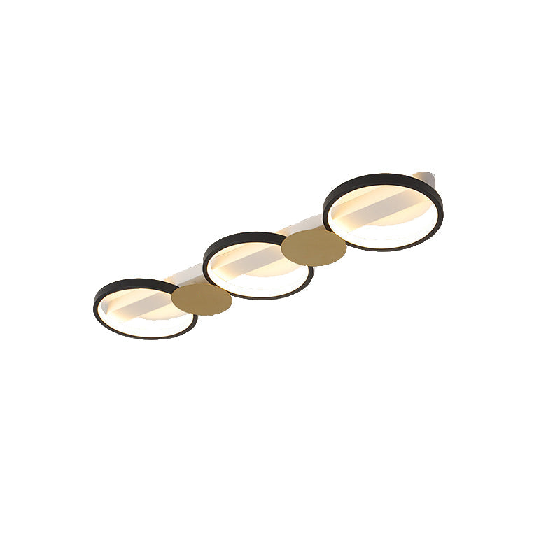 Contemporary Scandinavian Round Ring Iron Acrylic LED Semi-Flush Mount Ceiling Light For Living Room