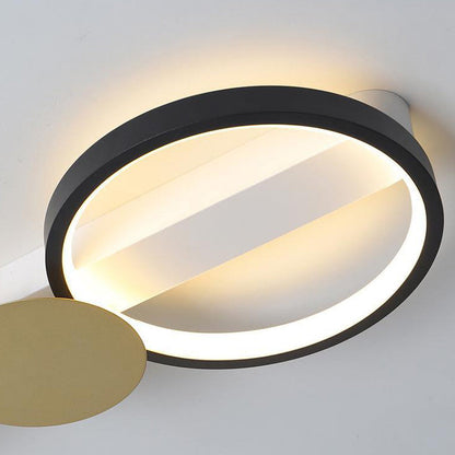 Contemporary Scandinavian Round Ring Iron Acrylic LED Semi-Flush Mount Ceiling Light For Living Room