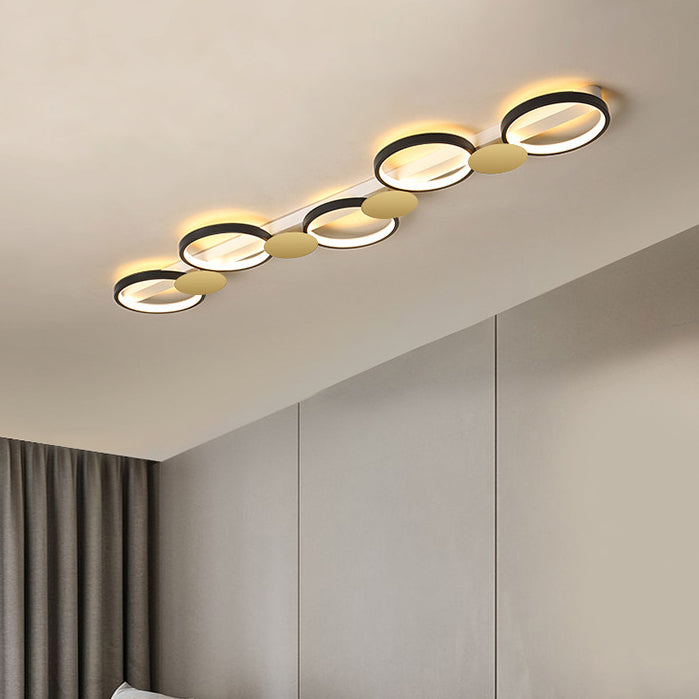 Contemporary Scandinavian Round Ring Iron Acrylic LED Semi-Flush Mount Ceiling Light For Living Room