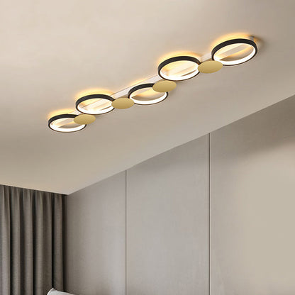 Contemporary Scandinavian Round Ring Iron Acrylic LED Semi-Flush Mount Ceiling Light For Living Room