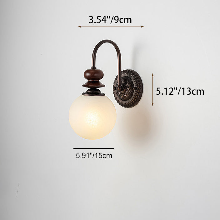 Contemporary Retro Orb Hook Iron Glass 1 - Light Wall Sconce Lamp For Bedroom