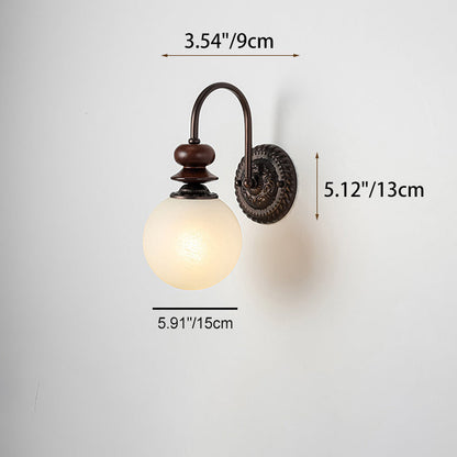 Contemporary Retro Orb Hook Iron Glass 1 - Light Wall Sconce Lamp For Bedroom
