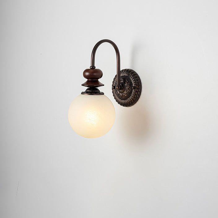 Contemporary Retro Orb Hook Iron Glass 1 - Light Wall Sconce Lamp For Bedroom