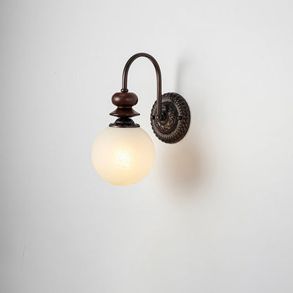 Contemporary Retro Orb Hook Iron Glass 1 - Light Wall Sconce Lamp For Bedroom