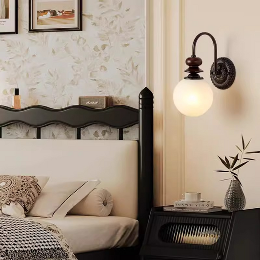 Contemporary Retro Orb Hook Iron Glass 1 - Light Wall Sconce Lamp For Bedroom