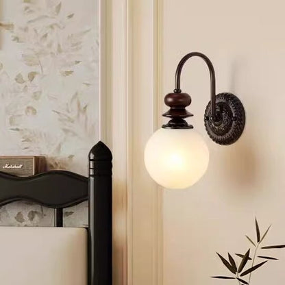 Contemporary Retro Orb Hook Iron Glass 1 - Light Wall Sconce Lamp For Bedroom