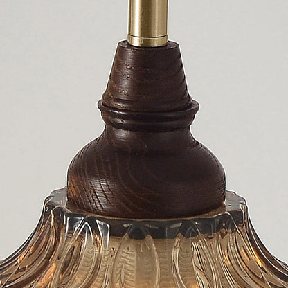 Traditional French Conical Iron Glass Solid Wood 1/3 - Light Chandelier For Dining Room
