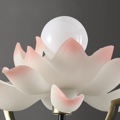 Traditional Chinese Four Leaf Clover Shape Lotus Resin Ceramics Hardware 1 - Light Wall Sconce Lamp For Bedroom