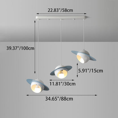 Contemporary Nordic UFO Shape Iron Aluminum 3 - Light Chandelier For Dining Room