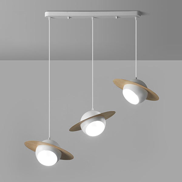 Contemporary Nordic UFO Shape Iron Aluminum 3 - Light Chandelier For Dining Room