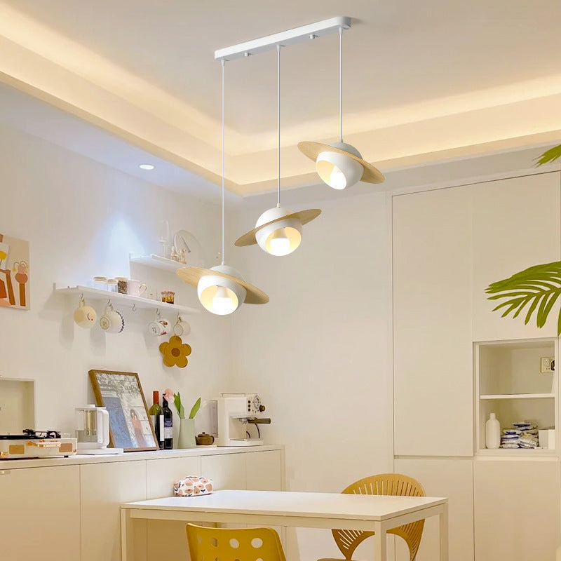 Contemporary Nordic UFO Shape Iron Aluminum 3 - Light Chandelier For Dining Room