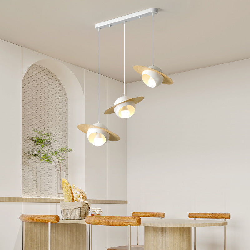 Contemporary Nordic UFO Shape Iron Aluminum 3 - Light Chandelier For Dining Room