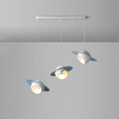 Contemporary Nordic UFO Shape Iron Aluminum 3 - Light Chandelier For Dining Room