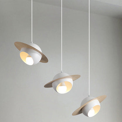 Contemporary Nordic UFO Shape Iron Aluminum 3 - Light Chandelier For Dining Room