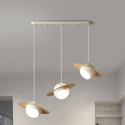 Contemporary Nordic UFO Shape Iron Aluminum 3 - Light Chandelier For Dining Room