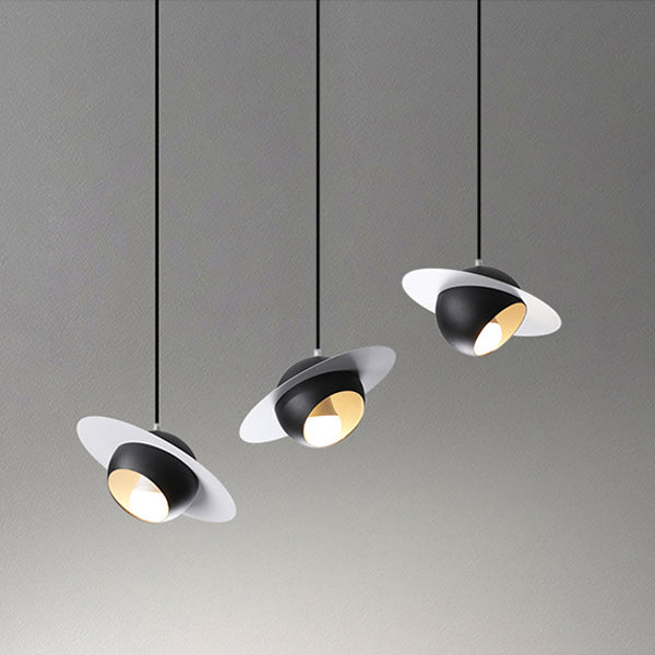 Contemporary Nordic UFO Shape Iron Aluminum 3 - Light Chandelier For Dining Room