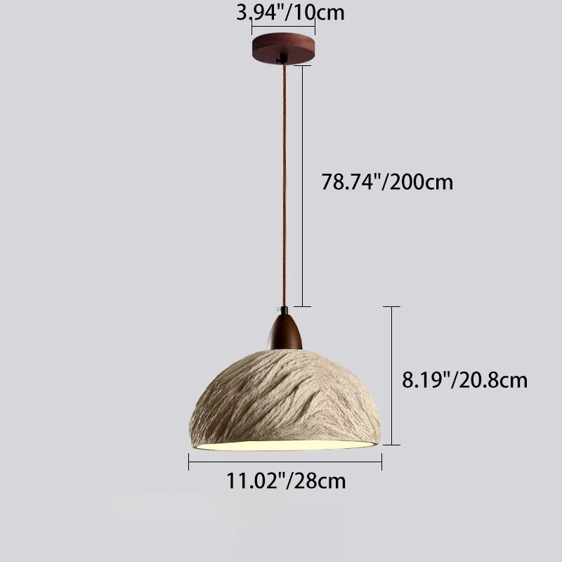 Traditional Japanese Semicircle Cement Wood 1/2/3 - Light Chandelier For Dining Room