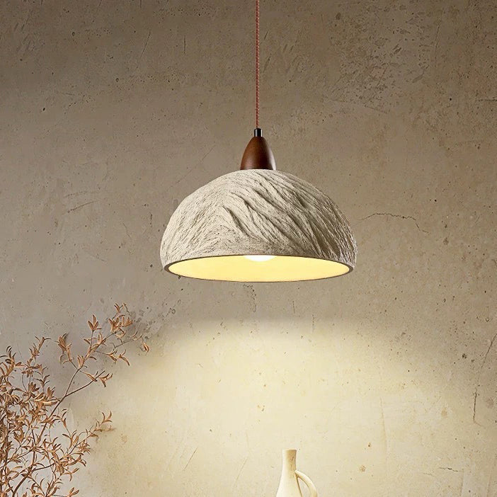 Traditional Japanese Semicircle Cement Wood 1/2/3 - Light Chandelier For Dining Room