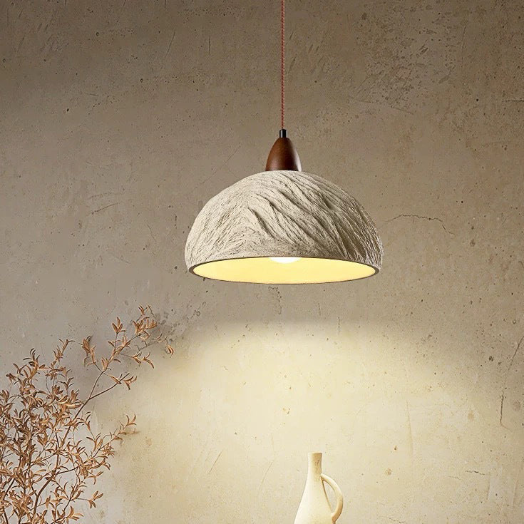 Traditional Japanese Semicircle Cement Wood 1/2/3 - Light Chandelier For Dining Room