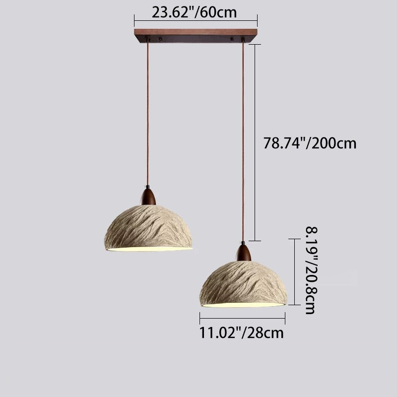 Traditional Japanese Semicircle Cement Wood 1/2/3 - Light Chandelier For Dining Room