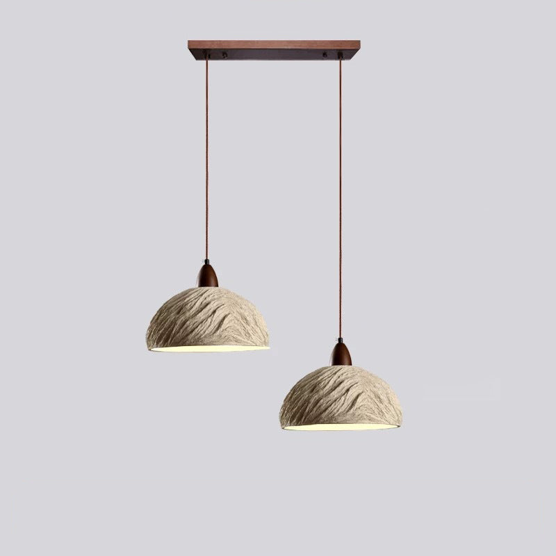 Traditional Japanese Semicircle Cement Wood 1/2/3 - Light Chandelier For Dining Room