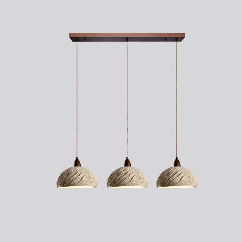Traditional Japanese Semicircle Cement Wood 1/2/3 - Light Chandelier For Dining Room