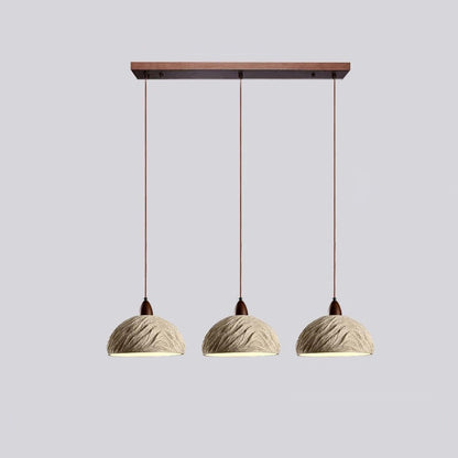 Traditional Japanese Semicircle Cement Wood 1/2/3 - Light Chandelier For Dining Room